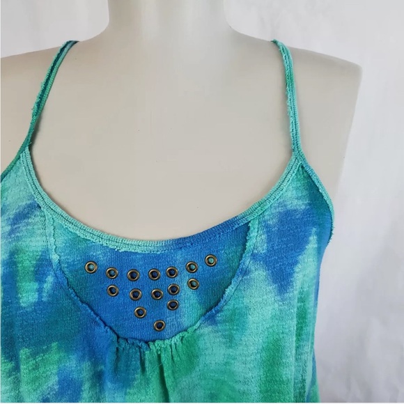 Free People Tie-Dye Halter Top With Open Back, Green and Blue, Women’s Small - Picture 4 of 7